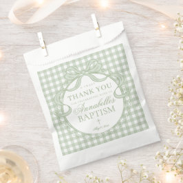 Groene Gingham Coquette Strik Doop Dessert Bedankzakje