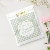 Groene Gingham Coquette Strik Doop Dessert Bedankzakje (Gezegeld)