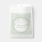 Groene Gingham Coquette Strik Doop Dessert Bedankzakje (Voorkant)