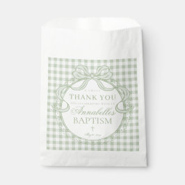 Groene Gingham Coquette Strik Doop Dessert Bedankzakje