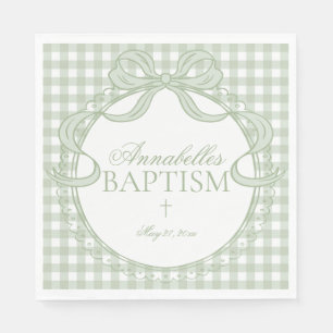 Groene Gingham Coquette Strik Doop Tafel Decoratie Servet