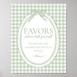 Groene Gingham Coquette Strik Favorieten Bord Poster