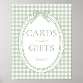 Groene Gingham Coquette Strik Kaart & Cadeaus Bord Poster