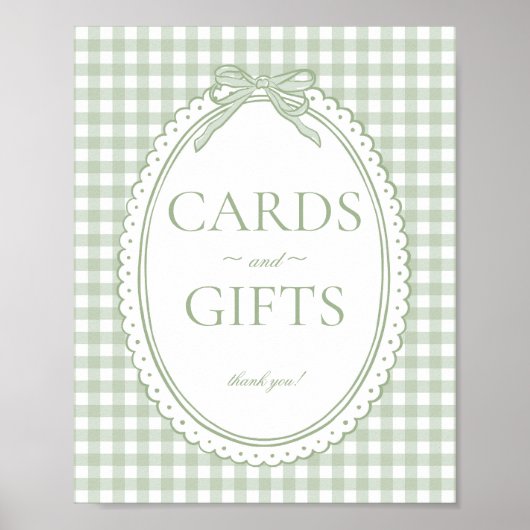 Groene Gingham Coquette Strik Kaart & Cadeaus Bord Poster (Voorkant)