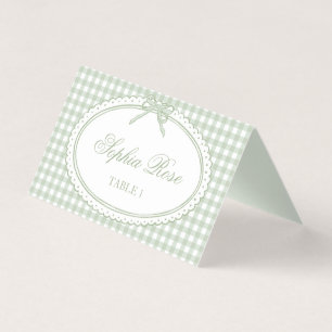 Groene Gingham Coquette Strik Plaatskaart Tafel De Kaart