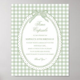 Groene Gingham Coquette Strik Tijdscapsule Spel Poster