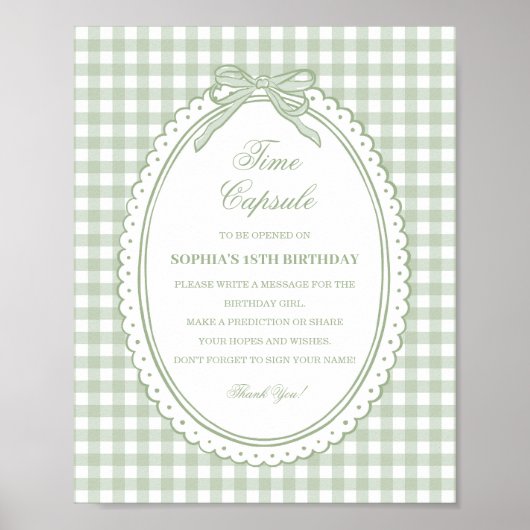 Groene Gingham Coquette Strik Tijdscapsule Spel Poster (Voorkant)