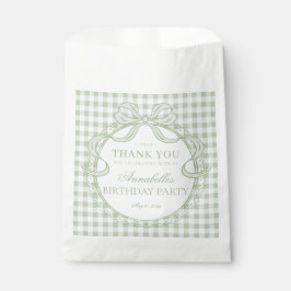 Groene Gingham Coquette Strik Verjaardagsfeest Des Bedankzakje