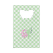 Groene gingham creditkaart flessenopener (Achterkant)