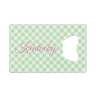 Groene gingham creditkaart flessenopener