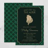Groene Gingham Derby Bruiloftsborrel Kaart (Voorkant / Achterkant)