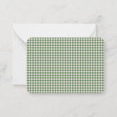 Groene Gingham Douane Kerst Cadeaubijlage Notitiekaartje (Achterkant)