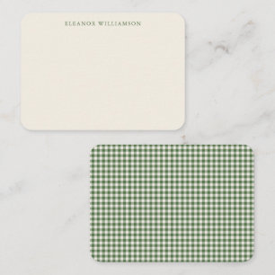 Groene Gingham Douane Kerst Cadeaubijlage Notitiekaartje
