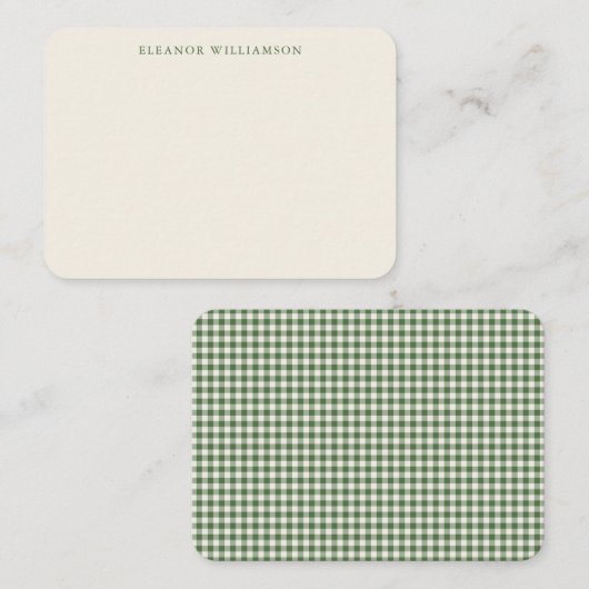 Groene Gingham Douane Kerst Cadeaubijlage Notitiekaartje (Voorkant / Achterkant)