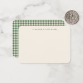 Groene Gingham Douane Kerst Cadeaubijlage Notitiekaartje (Voorkant / Achterkant in situ)