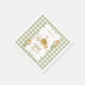 Groene Gingham Dwaze Gans 1e Verjaardag Servet (Hoek)