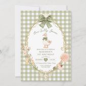 Groene Gingham Eén Dwaze Gans 1e Verjaardag Kaart (Voorkant)
