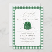 Groene Gingham Een Klein Putter Golf Baby Shower Kaart (Voorkant)