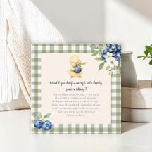 Groene Gingham Eendje Baby Shower Boek Verzoek Ca