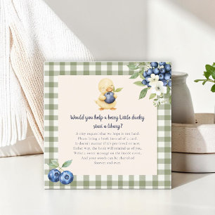 Groene Gingham Eendje Baby Shower Boek Verzoek Ca Informatiekaartje