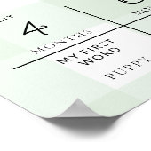 Groene Gingham Eerste Verjaardag Foto Milestone Poster (Hoek)