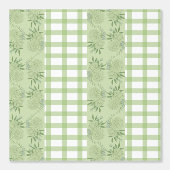 Groene Gingham en Floral Motief Wallpaper Behang (Voorkant)