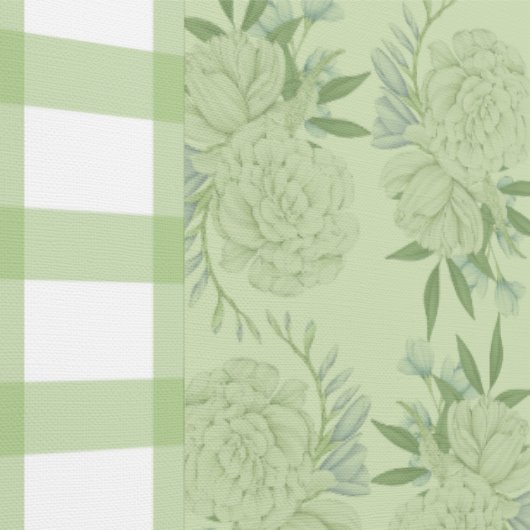 Groene Gingham en Floral Motief Wallpaper Behang (Zoom)