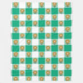 Groene Gingham en Gele Zonnebloemen Fleece Deken (Voorkant)