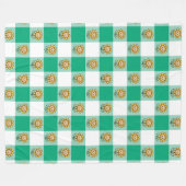 Groene Gingham en Gele Zonnebloemen Fleece Deken (Voorkant (Horizontaal))