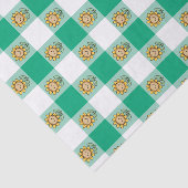 Groene Gingham en Gele Zonnebloemen Tissuepapier (Detail)