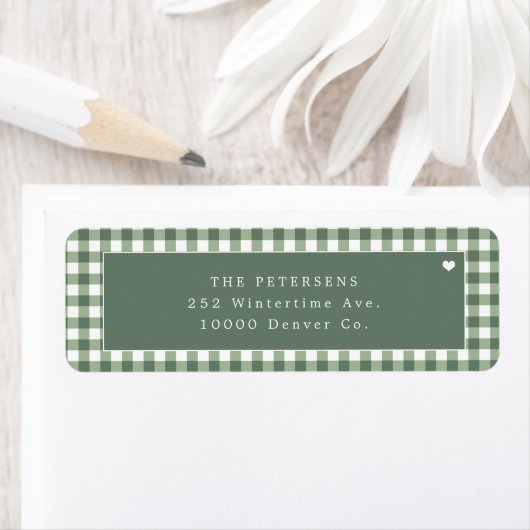Groene gingham geruite gepersonaliseerde etiket (Insitu)