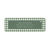 Groene gingham geruite gepersonaliseerde etiket (Voorkant)