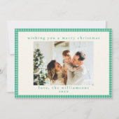 Groene Gingham geruite kerstkaart voor het gezin (Voorkant)