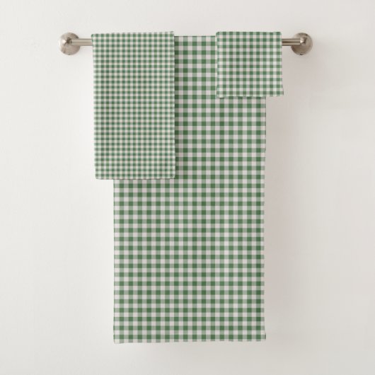 Groene Gingham Geruite Klassieke Boerderij Badkame Bad Handdoek (Insitu)