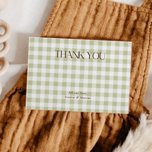 Groene Gingham Geslacht Neutraal Bedankkaart