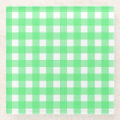 Groene gingham glazen onderzetter (Voorkant)