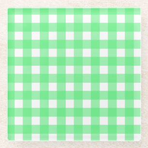 Groene gingham glazen onderzetter