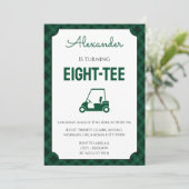 Groene Gingham Golf 80ste Verjaardagsfeestje Kaart (Staand voorkant)