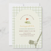 Groene Gingham Golf Baby Shower Kaart (Voorkant)
