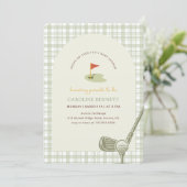Groene Gingham Golf Baby Shower Kaart (Staand voorkant)