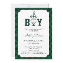 Groene Gingham Golf Baby Shower