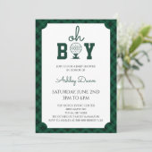 Groene Gingham Golf Baby Shower Kaart (Staand voorkant)