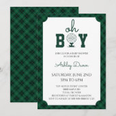 Groene Gingham Golf Baby Shower Kaart (Voorkant / Achterkant)