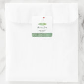 Groene Gingham Golf Baby Shower Vierkante Sticker (Tas)