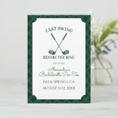 Groene Gingham Golf Bachelorette Feestje Kaart (Staand voorkant)