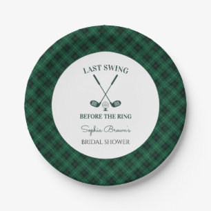 Groene Gingham Golf Bruidsdouche Papieren Bordje