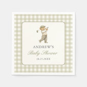 Groene Gingham Golf Jongen Baby Borrel Servet (Voorkant)