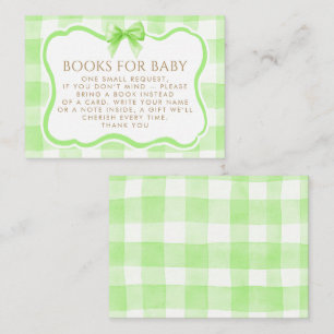 Groene Gingham Golvende Kader Boog Boeken Voor Bab Informatiekaartje