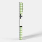 Groene Gingham Karo Bloem Monogram Case-Mate iPhone Case (Achterkant / Rechts)
