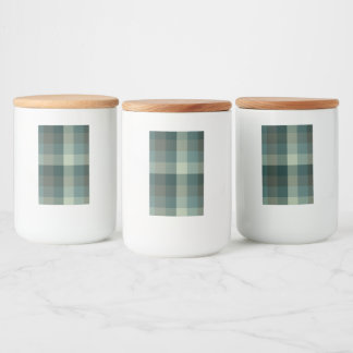 Groene Gingham Karo Ruttenpatroon Ontwerp Voedselcontainer Etiket